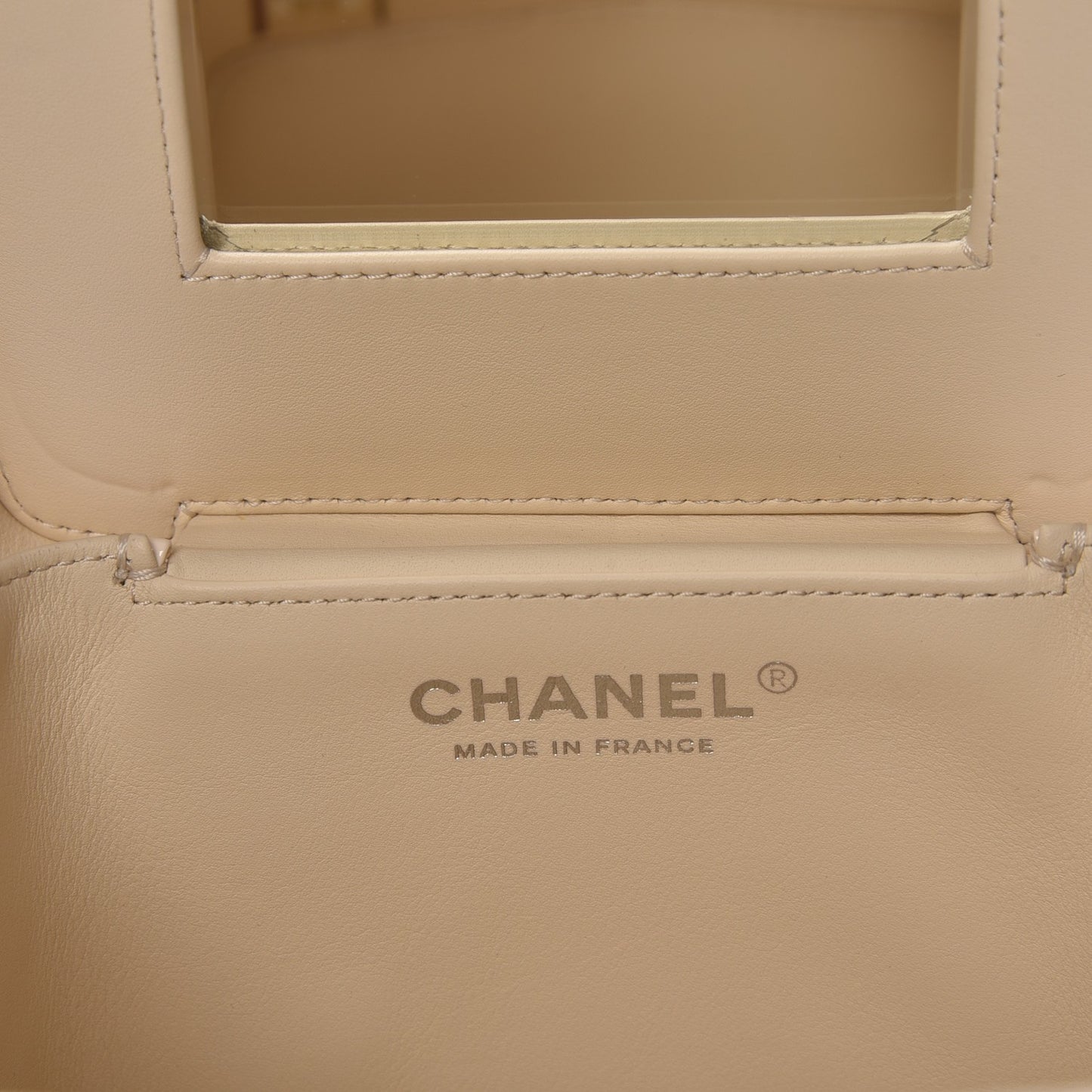 Patent Calfskin Minaudiere Vanity Case White Black
