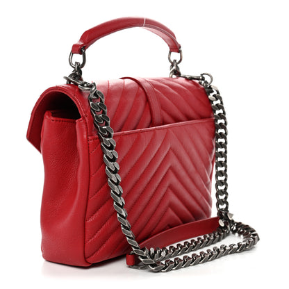 Saint Laurent Sheepskin Matelasse Chevron Monogram Medium College Bag Rouge 3 of 12