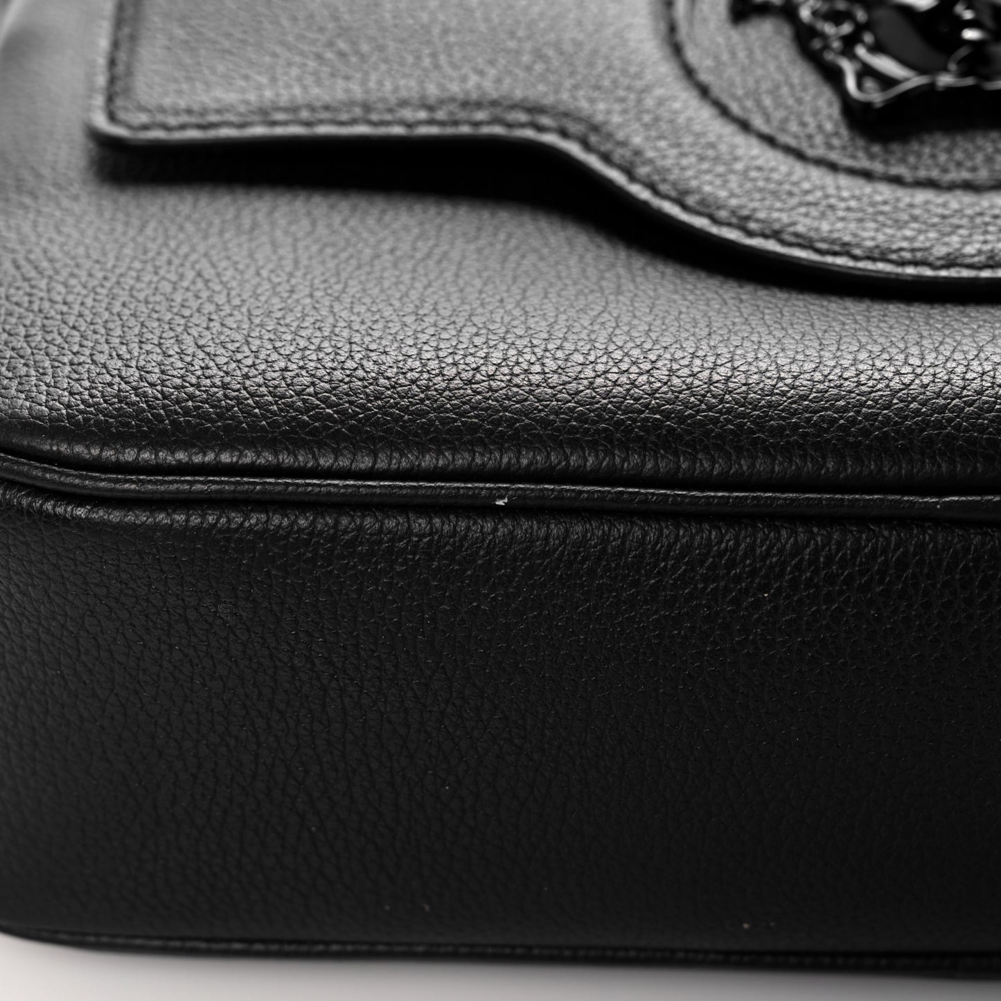 Grained Calfskin Medusa Camera Bag Black