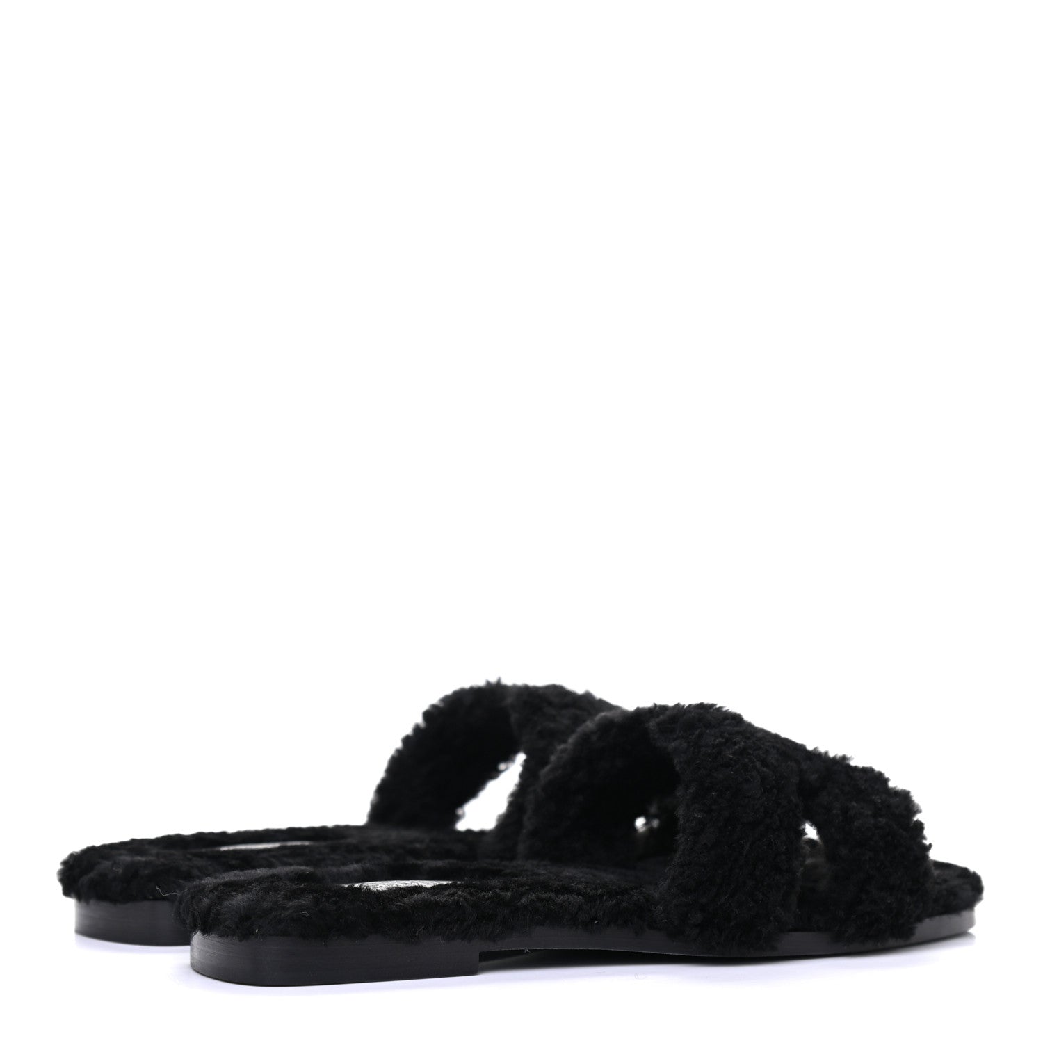 Hermes Woolskin Oran Sandals 37 Black 4 of 10