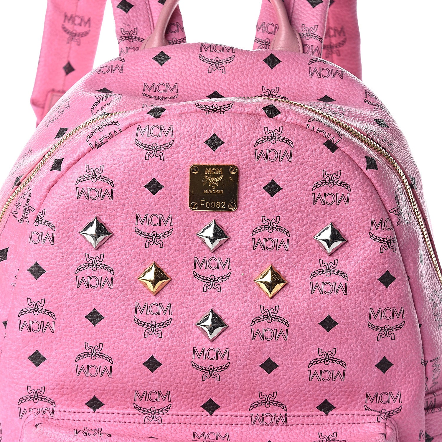 MCM Visetos Medium Sprinkle Stud Stark Backpack Pink 8 of 10