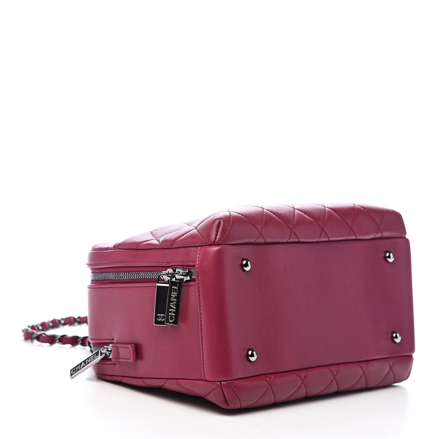 Lambskin Quilted Medium Trendy CC Bowling Bag Dark Pink