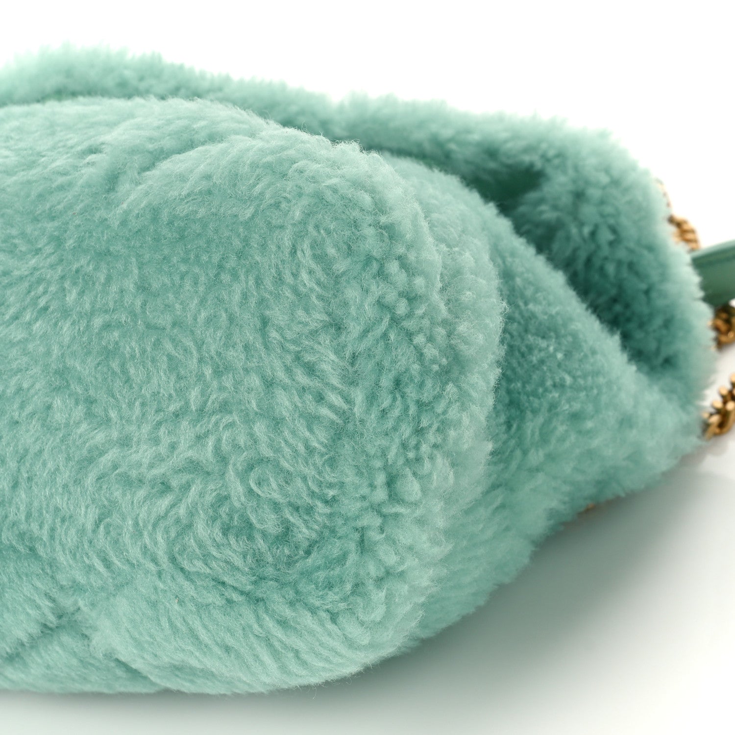 Saint Laurent Merino Shearling Lambskin Quilted Small Loulou Puffer Monogram Chain Satchel Iced Mint 7 of 7