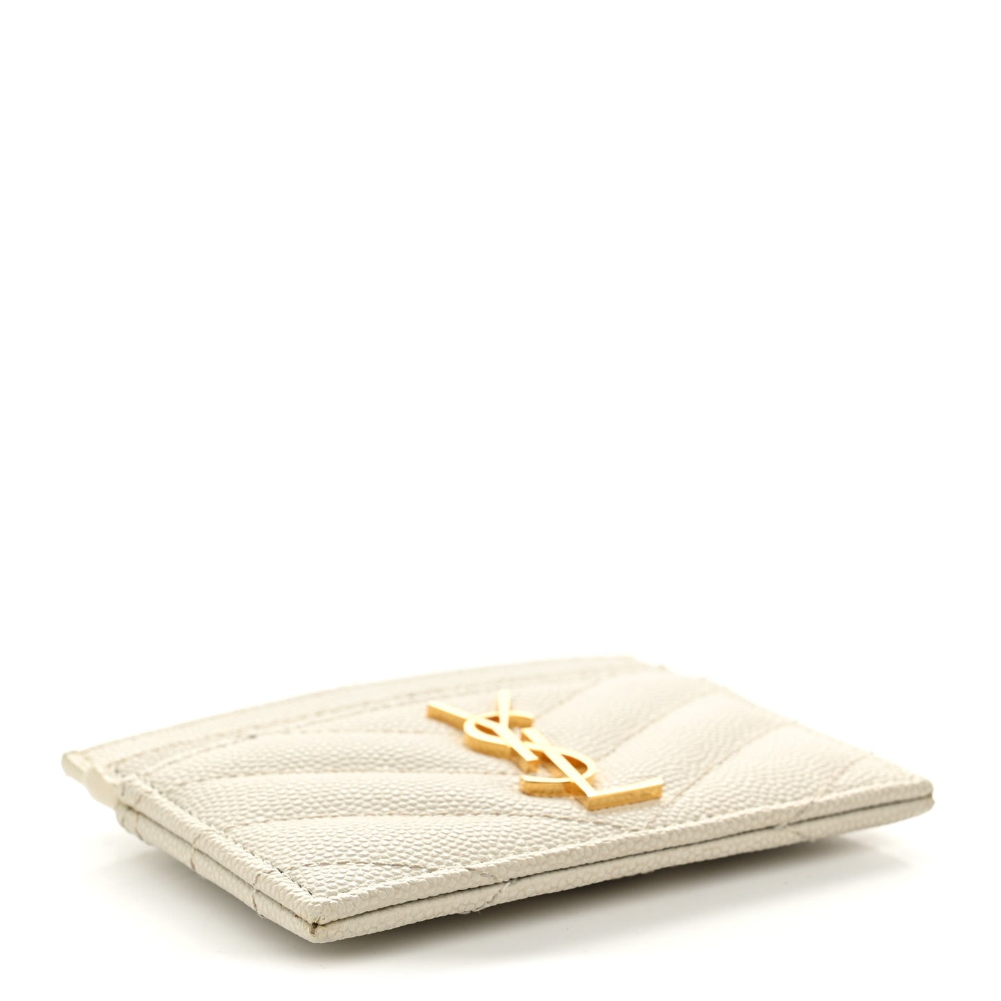 Grain De Poudre Matelasse Chevron Monogram Credit Card Case Crema Soft