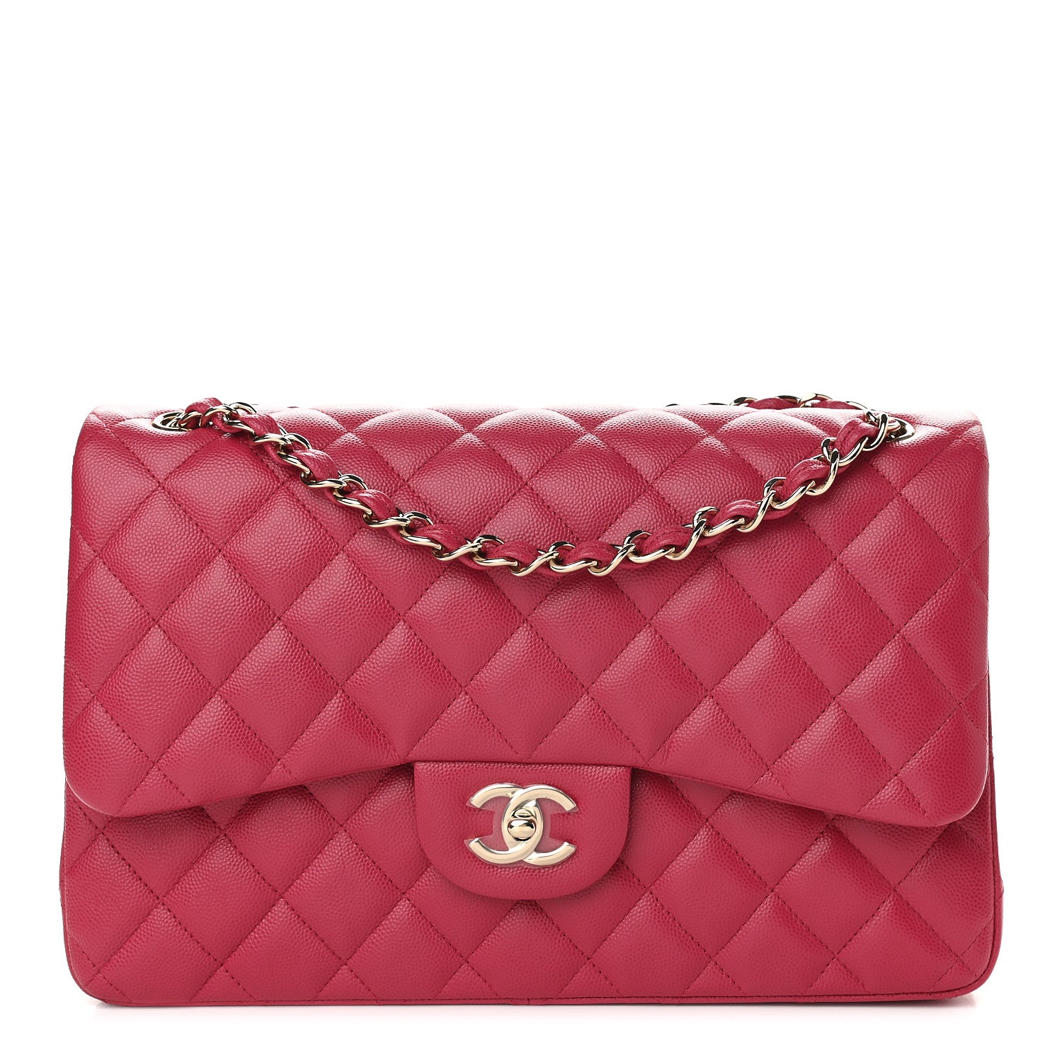 Chanel Caviar Quilted Jumbo Double Flap Dark Pink 1 of 9