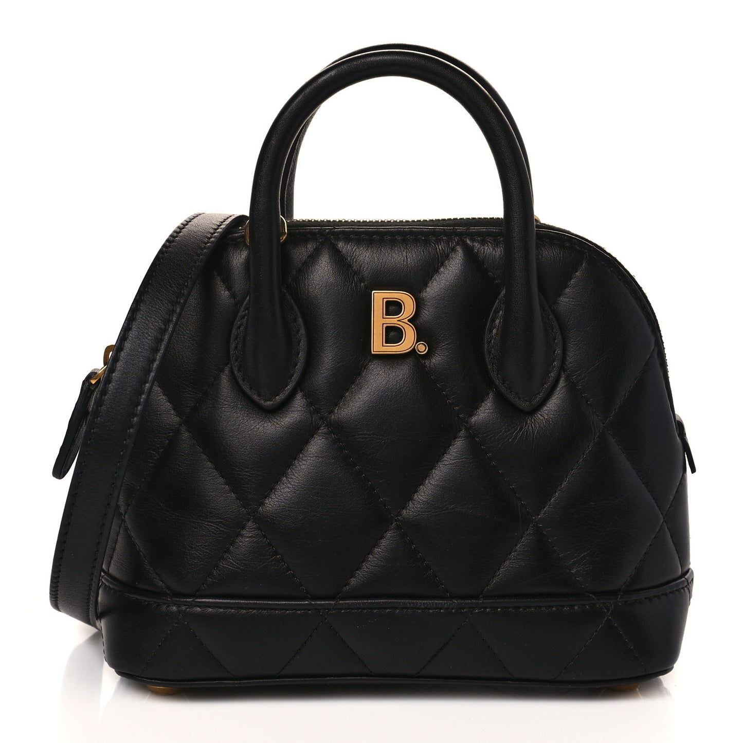 Nappa Calfskin Quilted XXS Ville Top Handle Bag Black