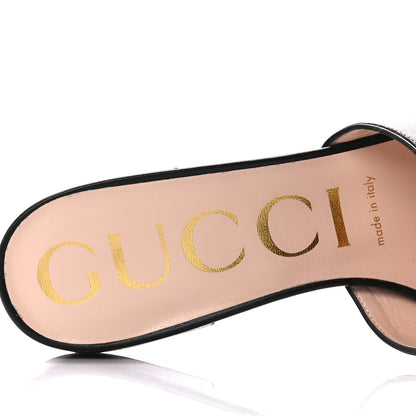 Gucci Malaga Kid Zumi Mid Heel Slide Sandals 37.5 Black 7 of 10
