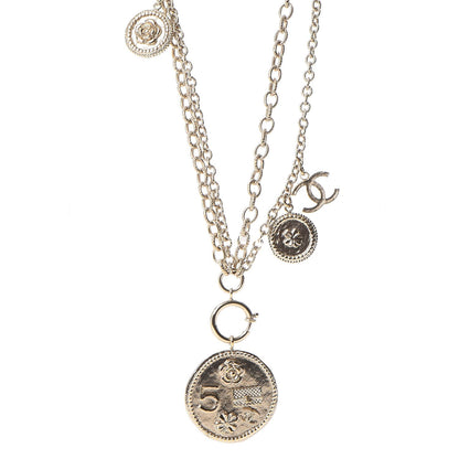 Chanel CC Coco Camellia Coin Necklace Gold 1 of 12