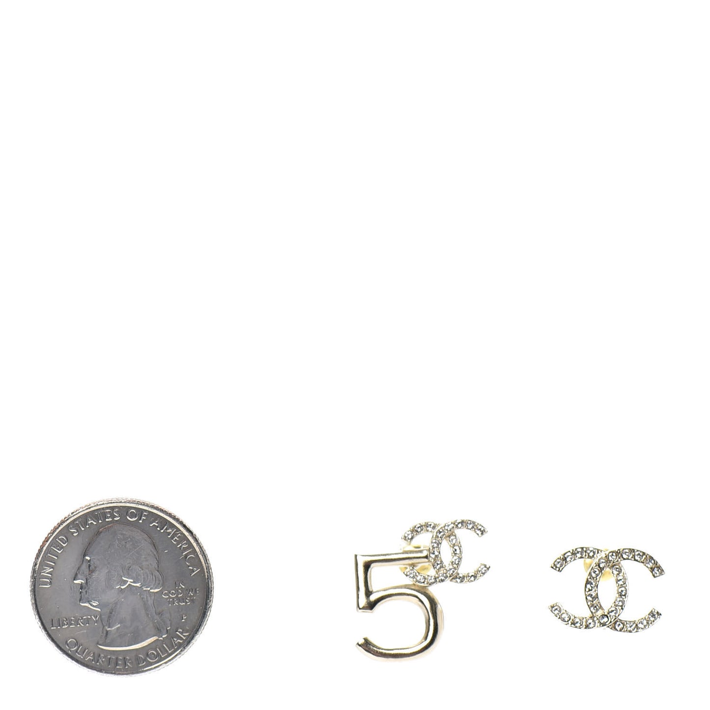 Crystal CC No 5 Earrings Gold
