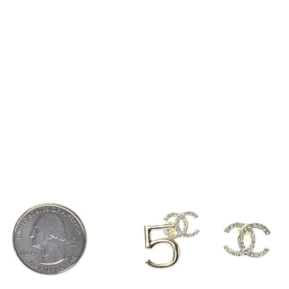 Chanel Crystal CC No 5 Earrings Gold 2 of 4