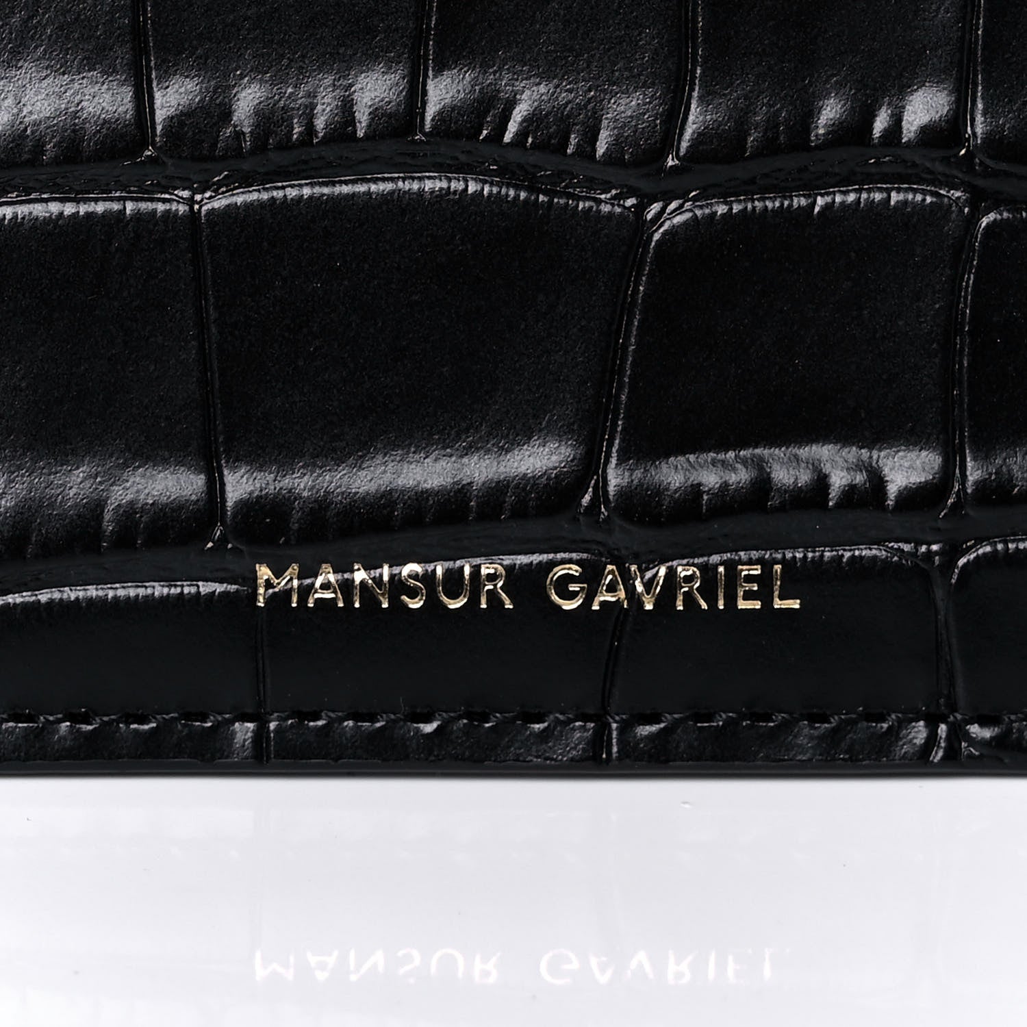 Mansur Gavriel Calfskin Crocodile Embossed Large Shopping Tote Black 7 of 12