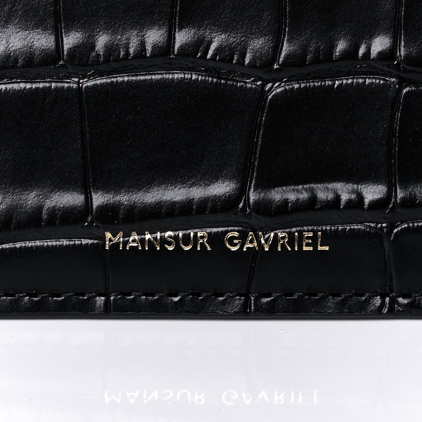 Calfskin Crocodile Embossed Large Shopping Tote Black