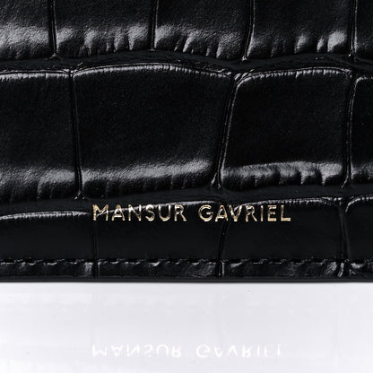 Mansur Gavriel Calfskin Crocodile Embossed Large Shopping Tote Black 7 of 12