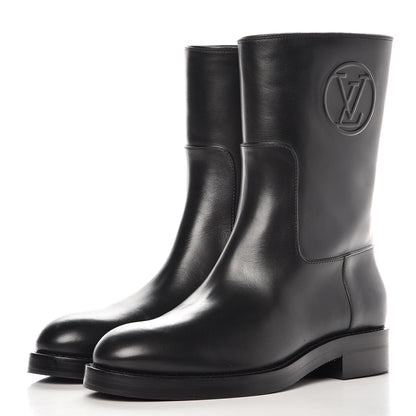 Louis Vuitton Calfskin Overdrive Flat Calf High Boots 37.5 Black 3 of 9