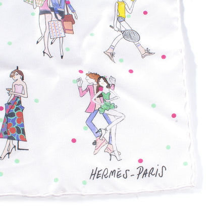 Hermes Silk Les Parisiennes De Kiraz Pocket Square Scarf 5 of 5