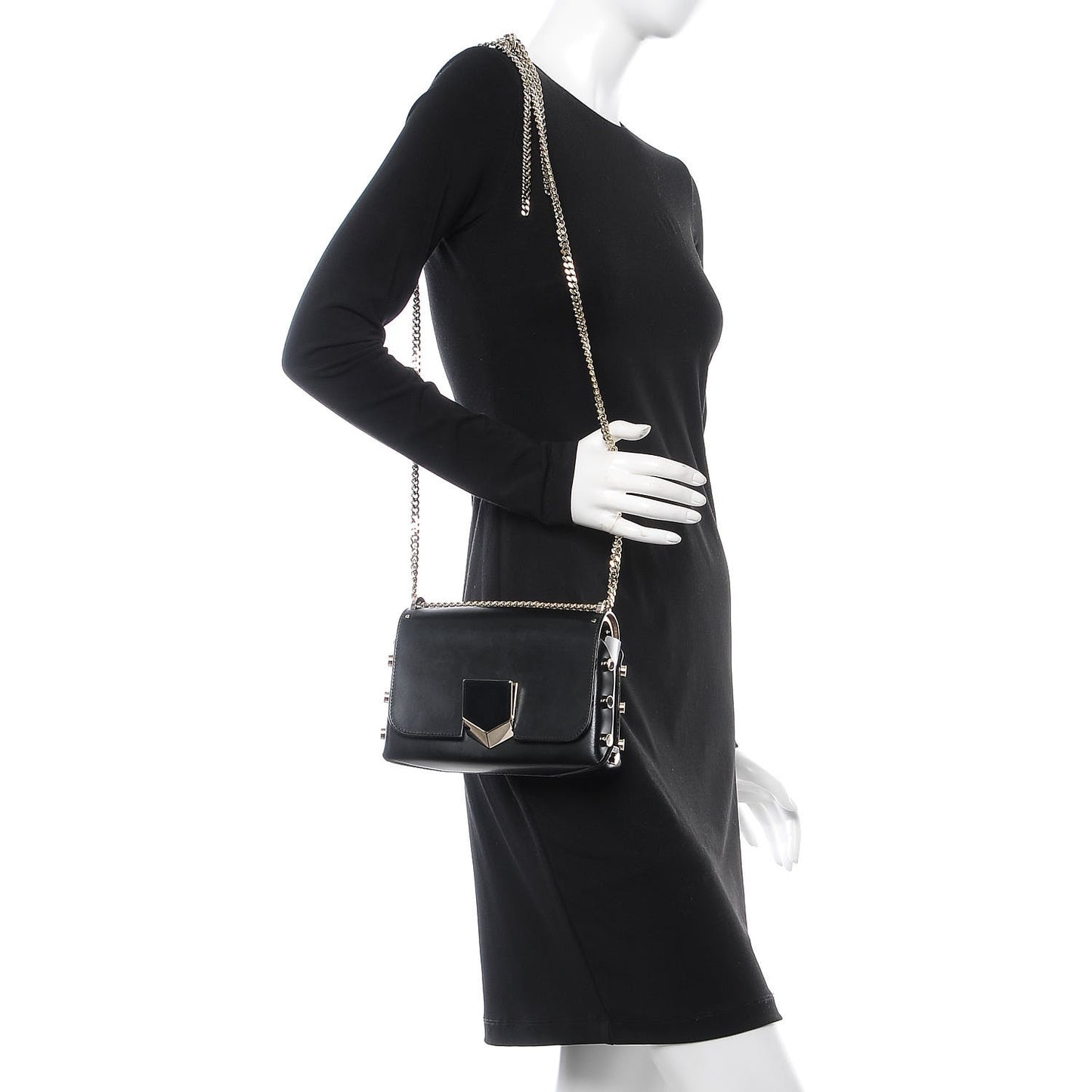 Smooth Calfskin Lockett Petite Shoulder Bag Black