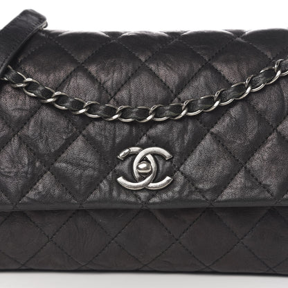 Chanel Crumpled Lambskin Quilted Medium Single Flap Black 12 of 13