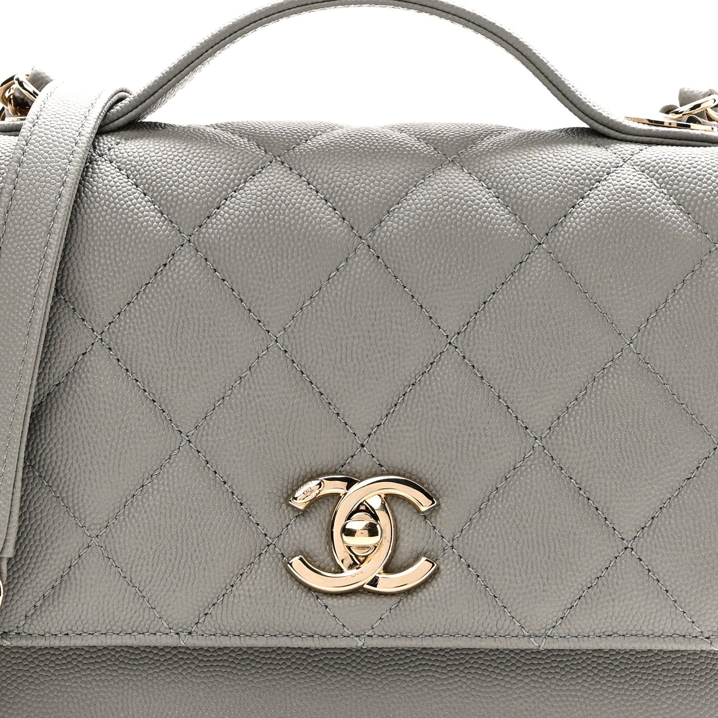 Caviar Quilted Medium Business Affinity Flap Grey