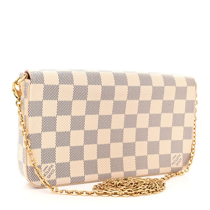 Louis Vuitton Damier Azur Pochette Felicie Chain Wallet Rose Ballerine 4 of 12