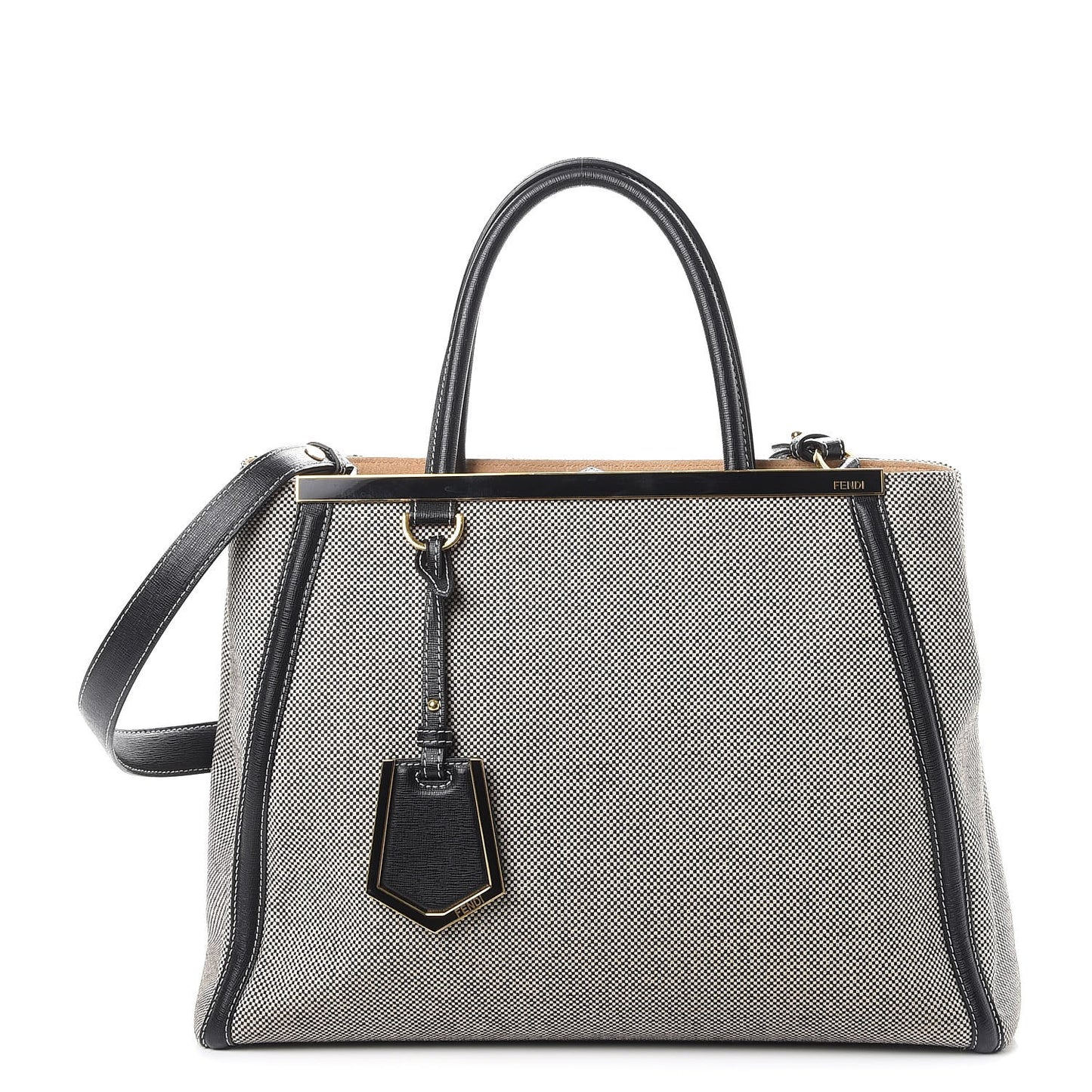 Canvas Vitello Regular 2Jours Tote Bianco Black