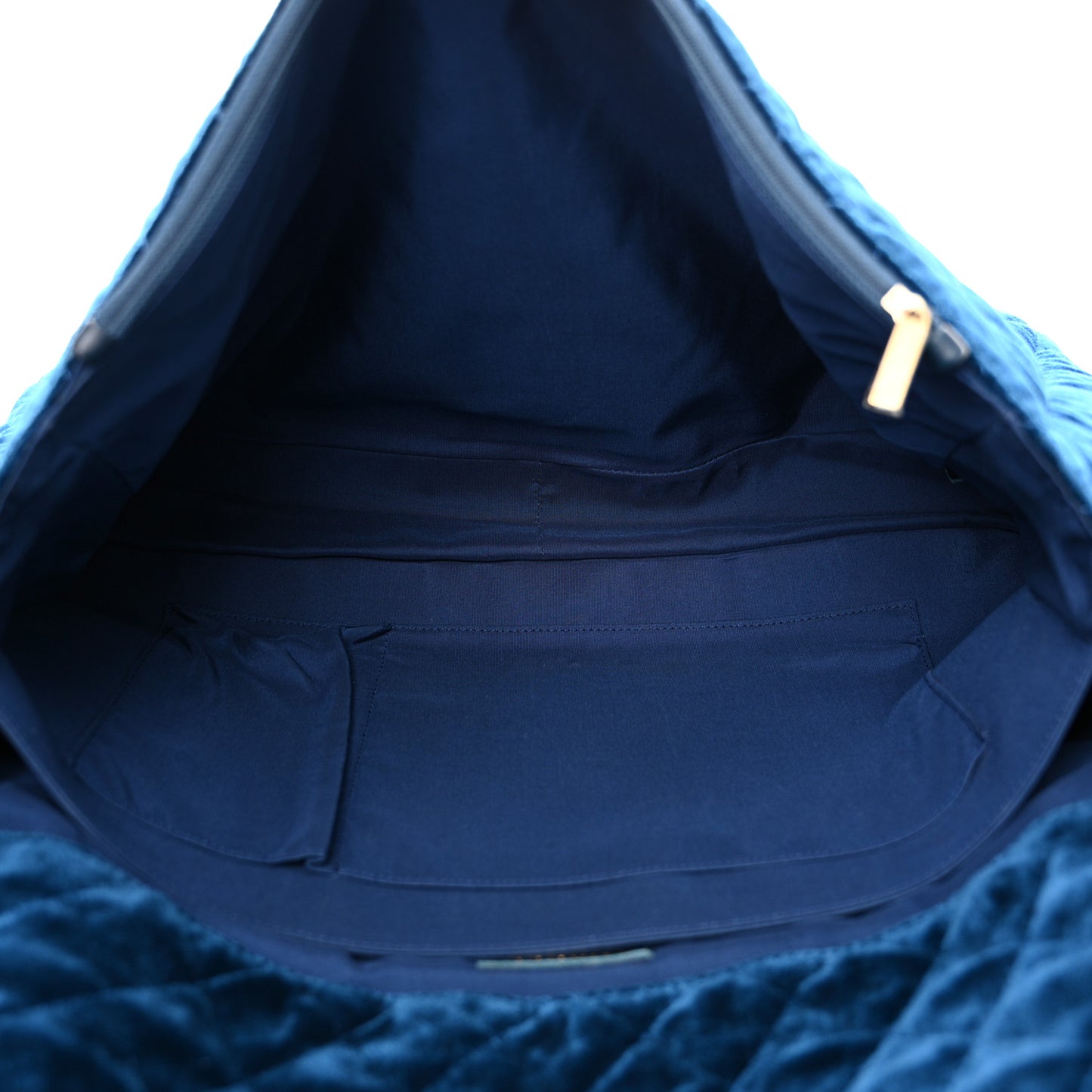 Velvet Quilted XXL Travel Flap Bag Blue