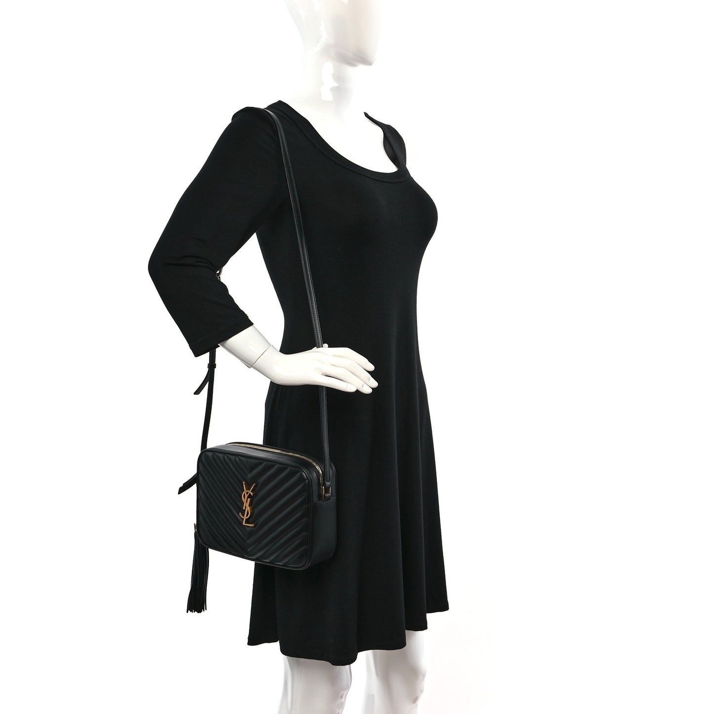 Calfskin Matelasse Monogram Lou Camera Bag Black