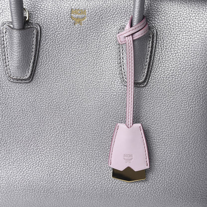 MCM Metallic Grained Calfskin Medium Milla Tote Spike Silver 8 of 10