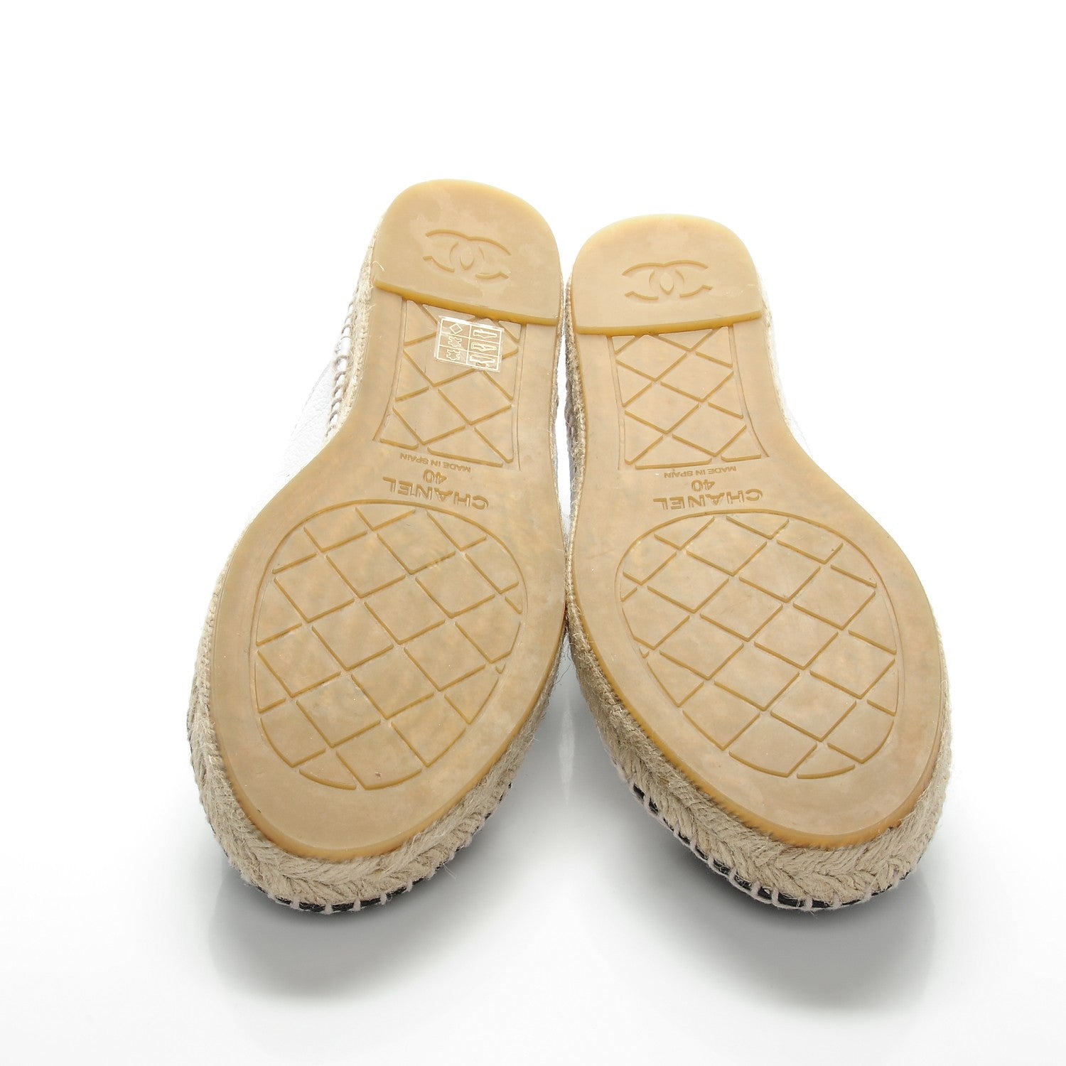 Chanel Grained Calfskin CC Espadrilles 40 White Black 5 of 9