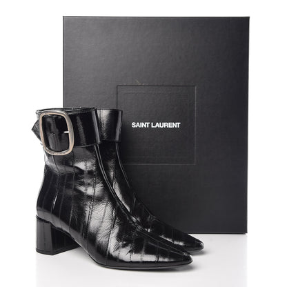 Saint Laurent Shiny Eel Joplin Buckle Booties 36 Black 9 of 9