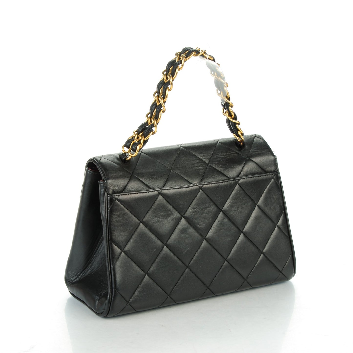Lambskin Medium Flap Handbag Black