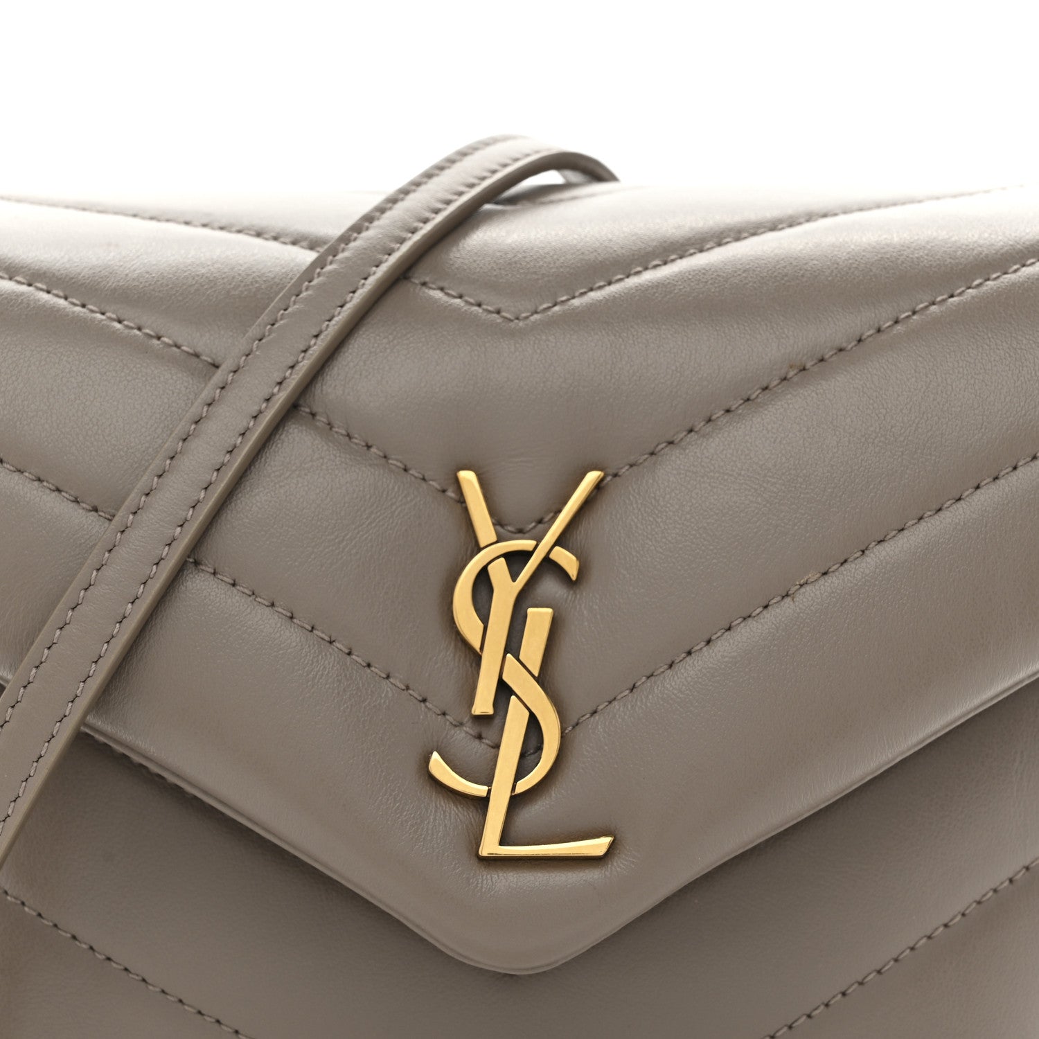 Saint Laurent Calfskin Y Quilted Monogram Toy Loulou Crossbody Bag Greyish Brown 10 of 12