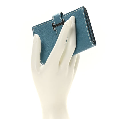 Hermes Chevre Mysore Bearn Card Holder Wallet New Bleu Jean 2 of 9