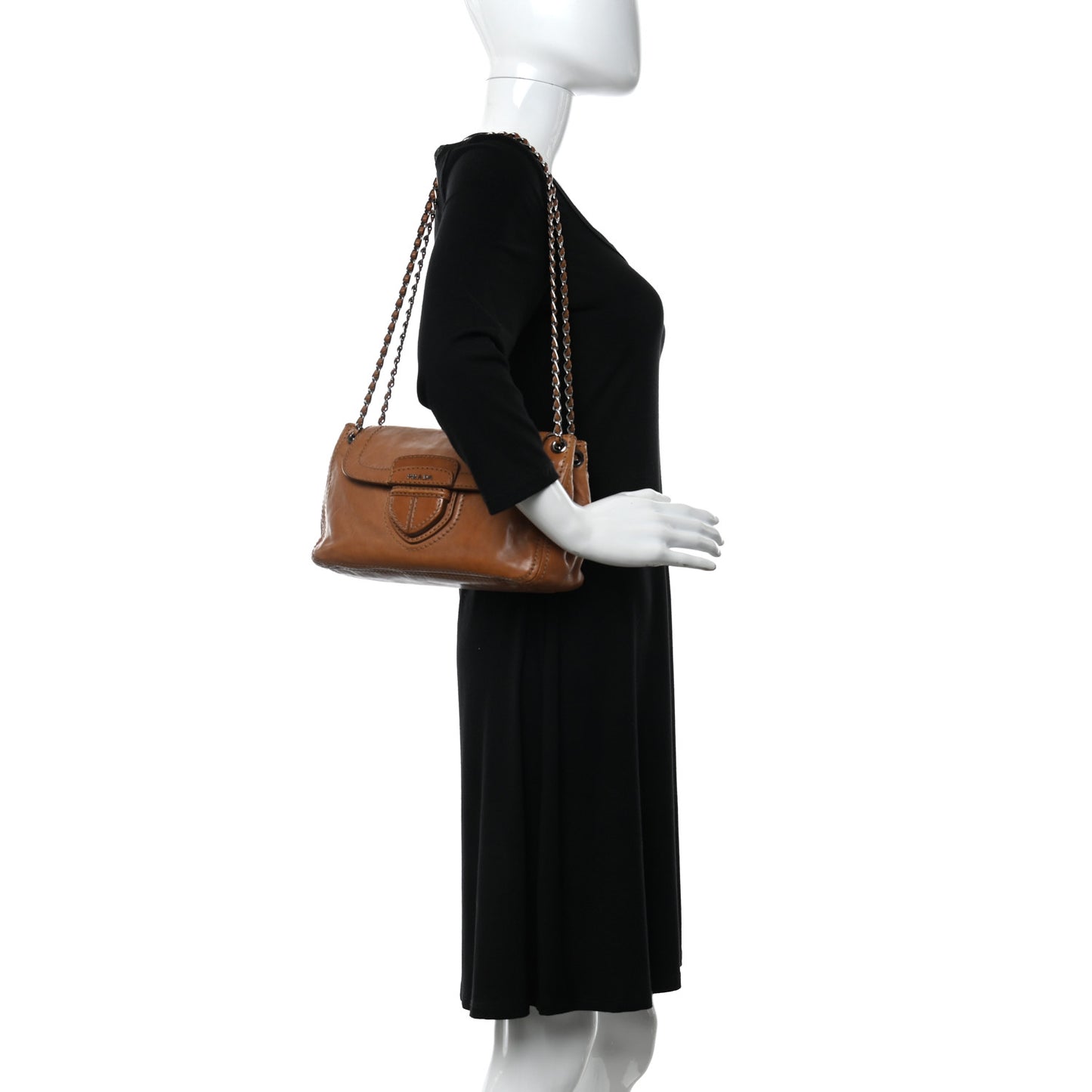 Vitello Phenix Flap Chain Bag Brown