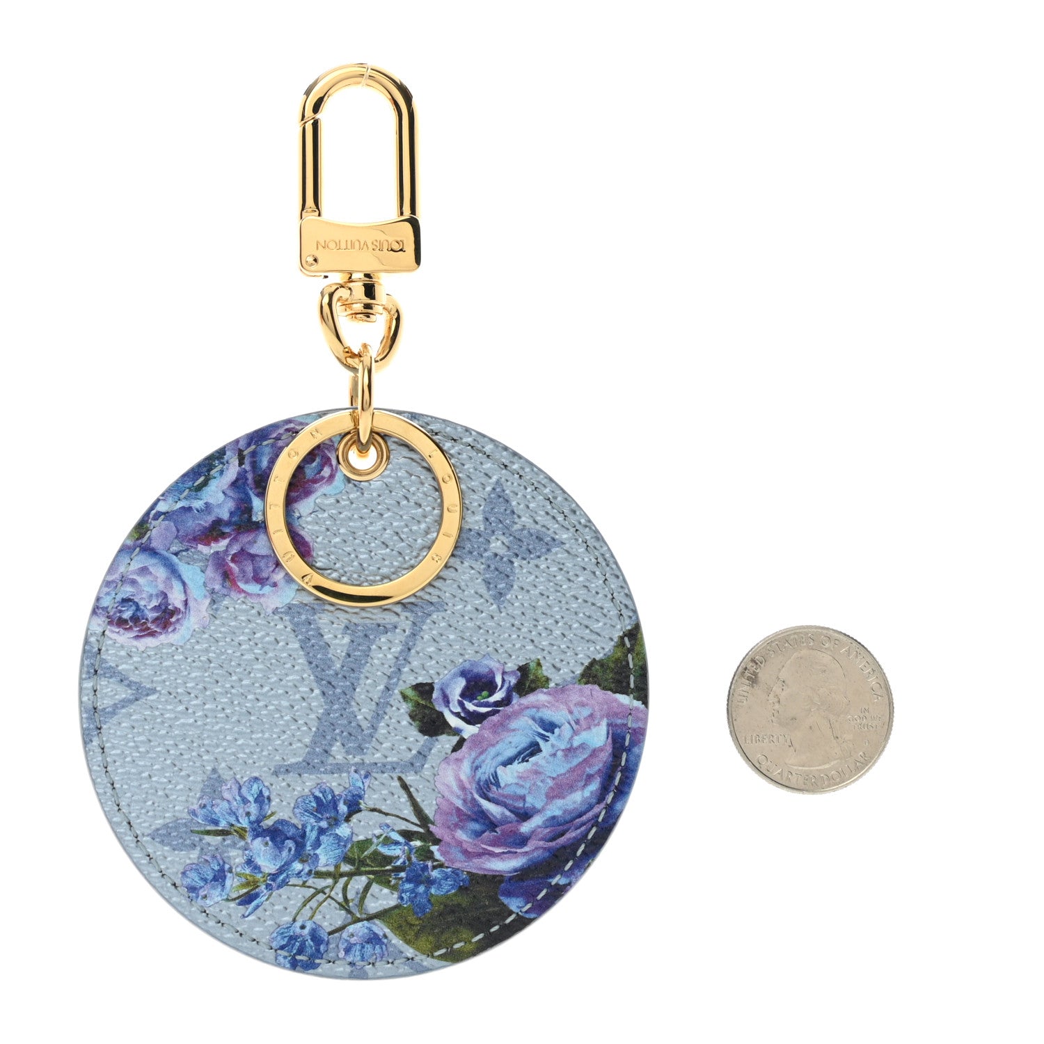 Louis Vuitton Metallic Monogram LV Garden Illustre Bag Charm Key Ring Blue 2 of 4