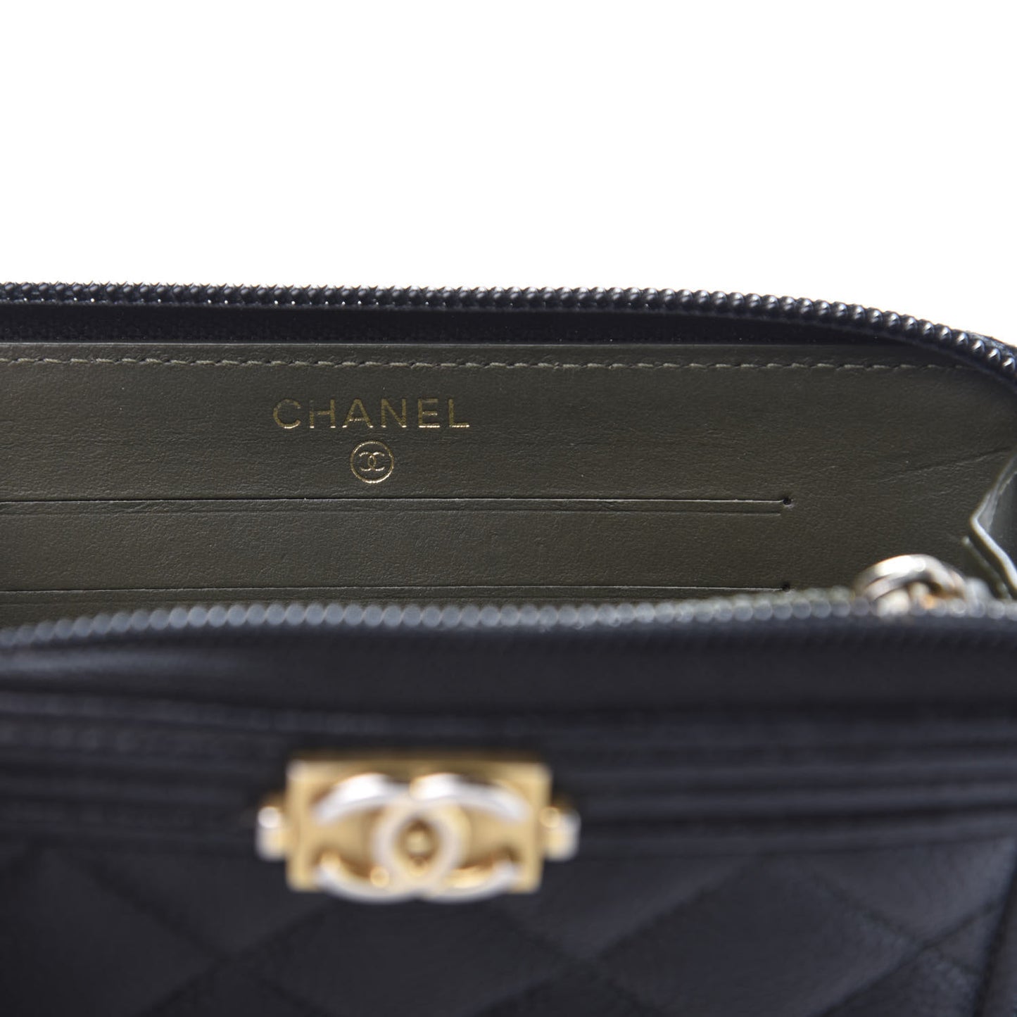 Caviar Quilted Small Boy Zip Around Wallet Black
