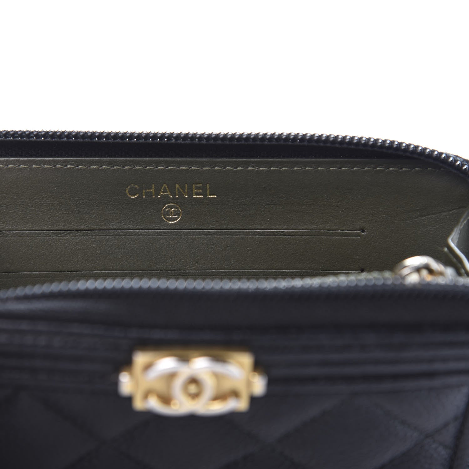 Chanel Caviar Quilted Small Boy Zip Around Wallet Black 6 of 11