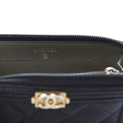 Chanel Caviar Quilted Small Boy Zip Around Wallet Black 6 of 11