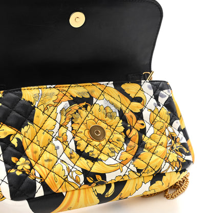 Versace Nappa Baroque Print Quilted Trapuntata Tribute Wallet Chain Crossbody Gold Black 8 of 10