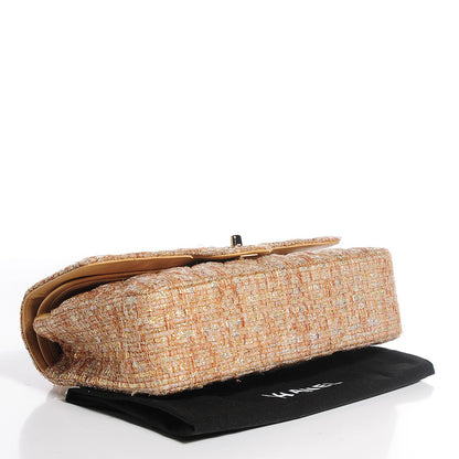 Chanel Tweed Quilted Medium Double Flap Brown Gold 4 of 11