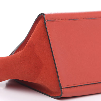 Celine Drummed Calfskin Suede Small Trapeze Vermillion 8 of 11