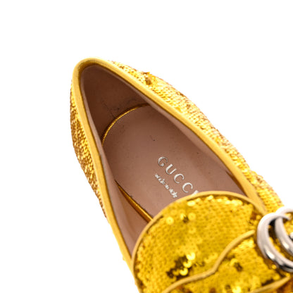 Gucci Sequin Satin Matelasse GG Marmont Moccasin Loafers 35.5 Gold Yellow Giallo Oro Vecchio 11 of 13