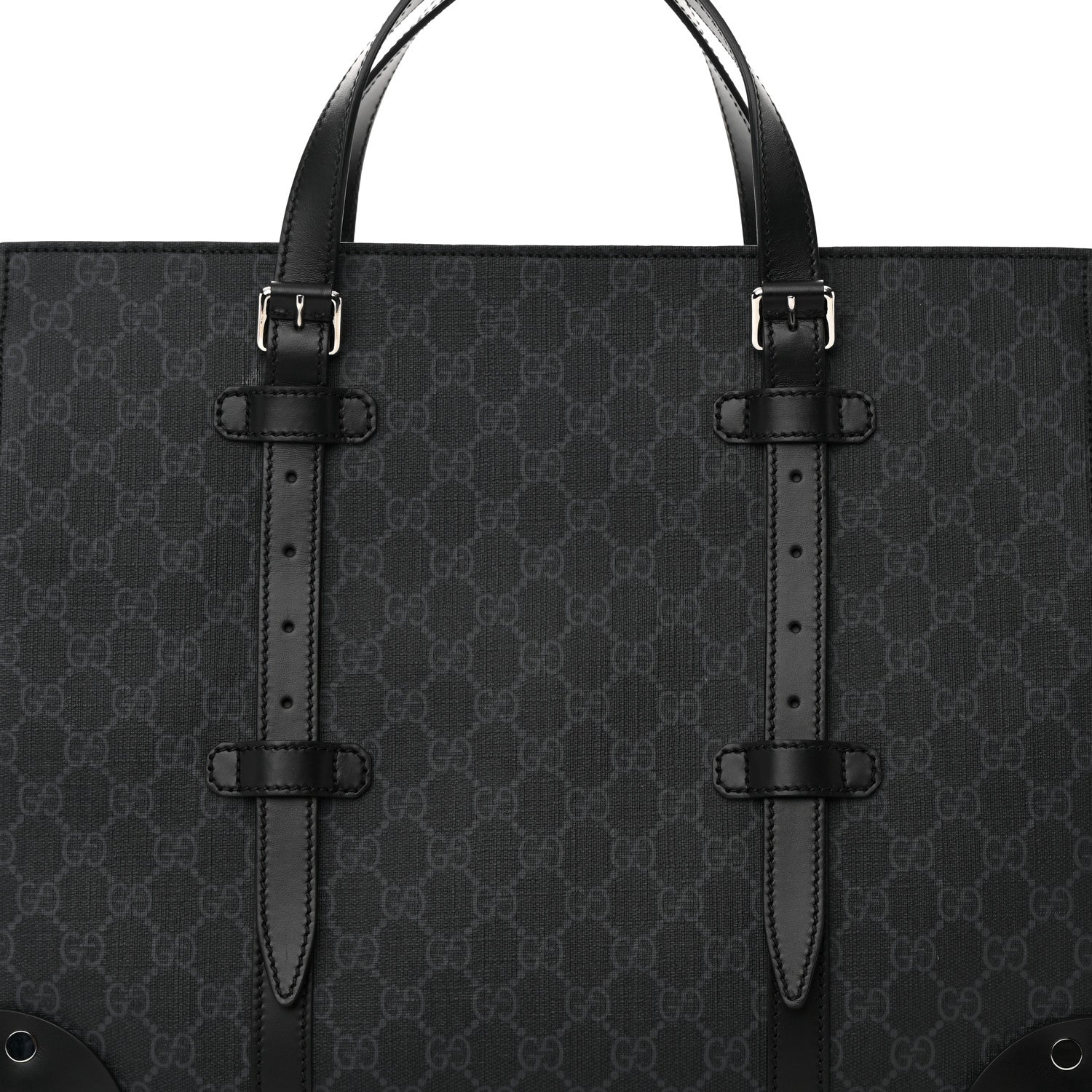 Gucci GG Supreme Monogram Selleria Calfskin Medium Tote Bag Black 8 of 12