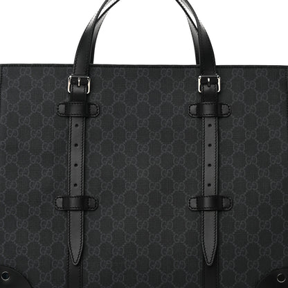 Gucci GG Supreme Monogram Selleria Calfskin Medium Tote Bag Black 8 of 12