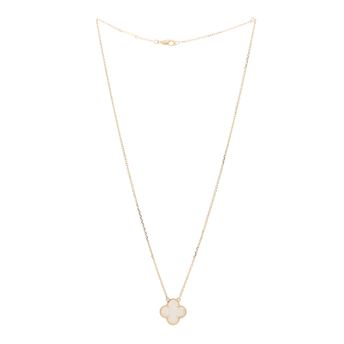 18K Yellow Gold Mother of Pearl Vintage Alhambra Pendant Necklace