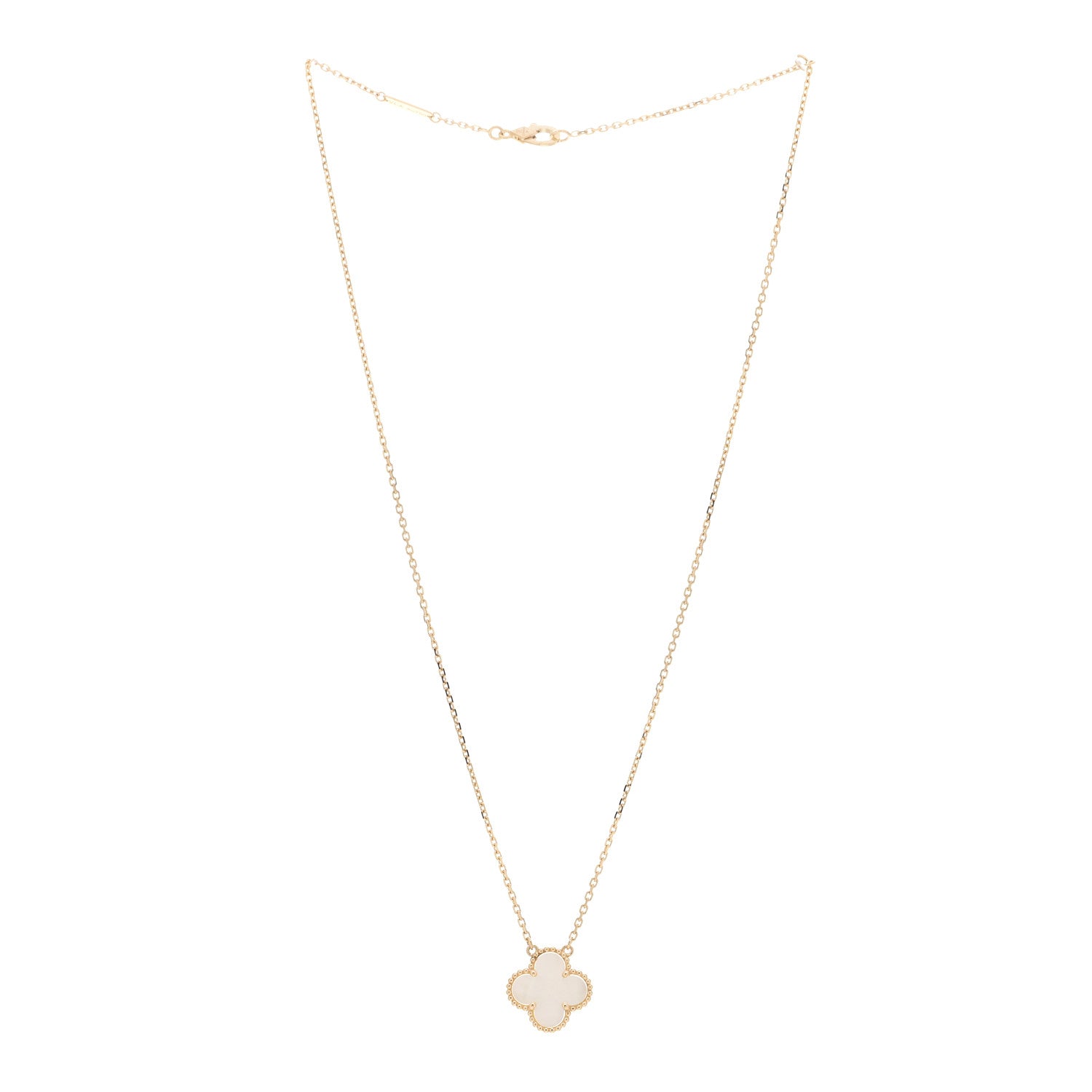 Van Cleef & Arpels 18K Yellow Gold Mother of Pearl Vintage Alhambra Pendant Necklace 3 of 5