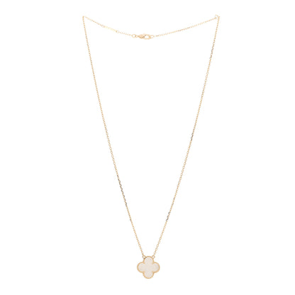 Van Cleef & Arpels 18K Yellow Gold Mother of Pearl Vintage Alhambra Pendant Necklace 3 of 5