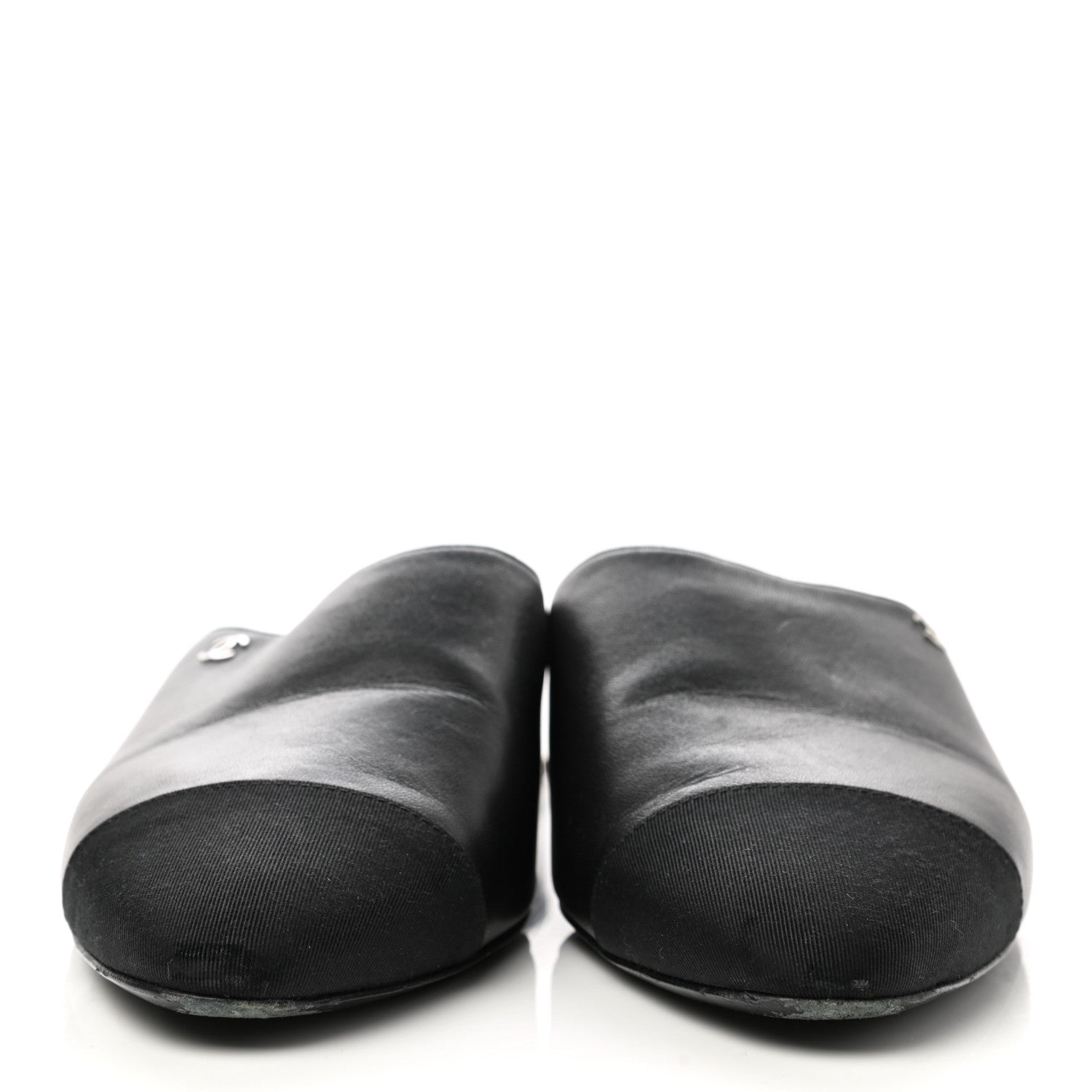 Chanel Lambskin Grosgrain Cap Toe CC Mules 39.5 Black 2 of 12