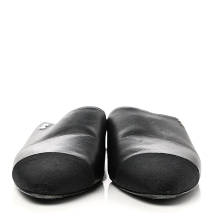 Chanel Lambskin Grosgrain Cap Toe CC Mules 39.5 Black 2 of 12