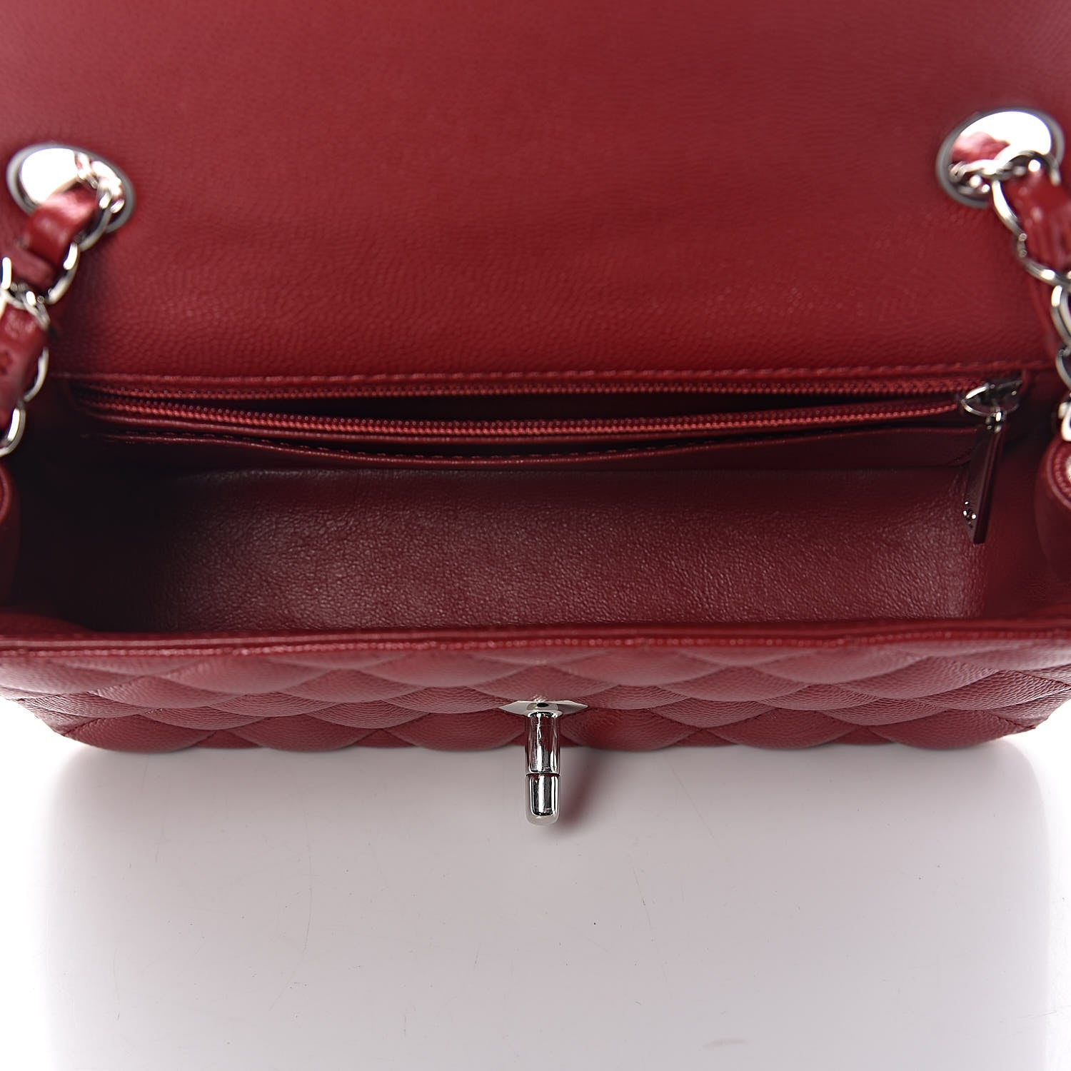 Chanel Caviar Quilted Mini Rectangular Flap Dark Red 5 of 12
