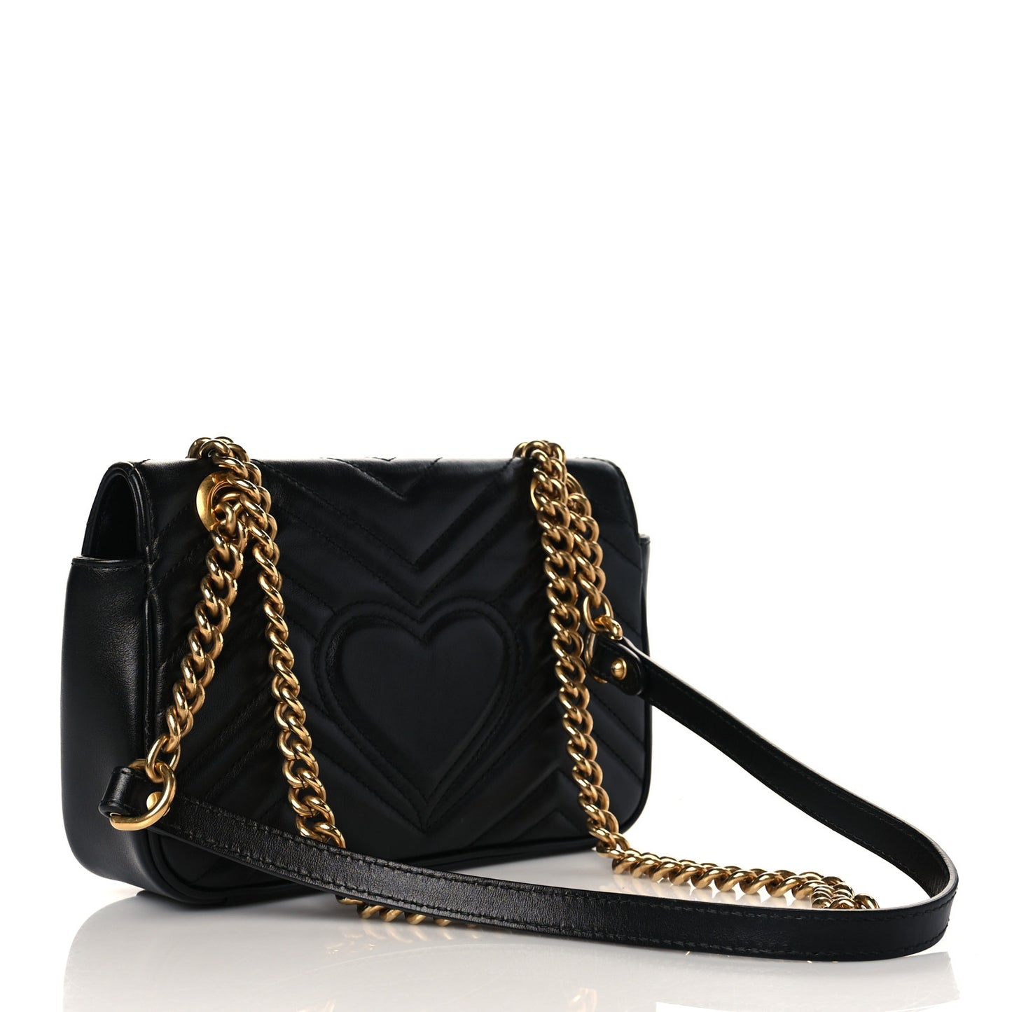 Calfskin Matelasse Mini GG Marmont Shoulder Bag Black
